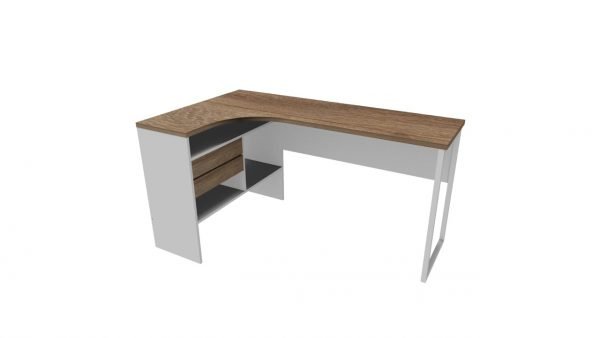 Escritorio Home Office Tipo L con Credenza integrada. Tablero de 5/8".